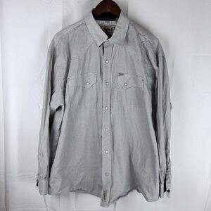 Rafter C Shirt Mens 2XL Gray Pearl Snap Western Cowboy Long‎ Sleeve Rodeo XXL